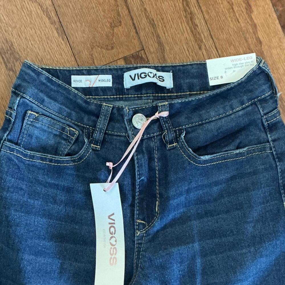 Vigoss Navy Cargo Wide Leg Teenager Girls Jeans Size 8 NWT - Picture 2 of 5